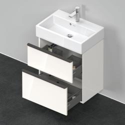Тумба под раковину Duravit D-Neo, 58,4х37,2х62,5 см, подвесная, 2 выдвижных ящика, ДСП, цвет: белый глянец, шкафчик навесной, прямоугольная, правая/левая, в ванную комнату