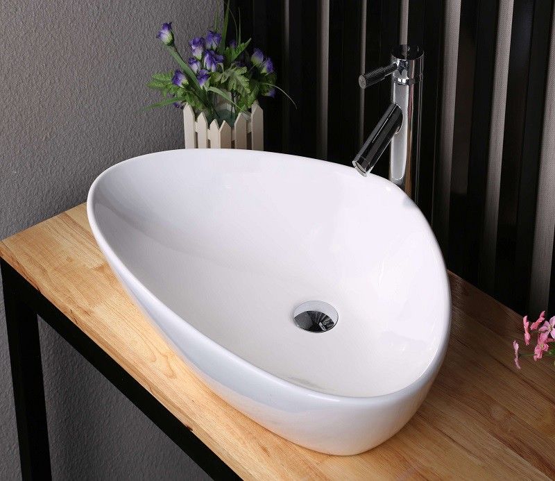 Раковина для ванной CeramaLux 9062 67х15х44 накладная, овальная, керамическая/фарфоровая, цвет белый, без отверстия под смеситель, без слива-перелива