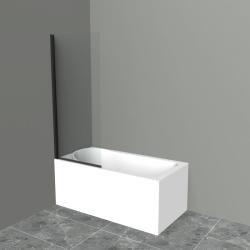 Душевая шторка на ванну BelBagno Uno, 90х150 см, прозрачное стекло/профиль черный, распашная, плоская/панель, правая/левая, правосторонняя/левосторонняя, универсальная