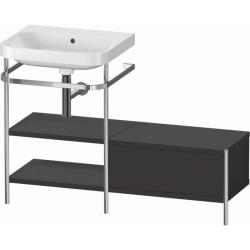 Консоль с раковиной Duravit Happy D.2 Plus c-bonded, 120х49х85 см, напольная, металл/ДСП 2 выдвижных ящика, левая, цвет: графит суперматовый /умывальник, цвет белый, керамика, без отверстия под смеситель