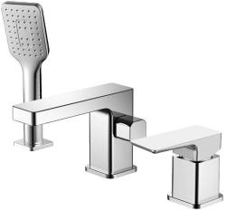 Смеситель на борт ванны Esko Samara на 3 отверстия, однорычажный, неповоротный, керамический, длина излива 148 мм, латунь, цвет хром, комплект