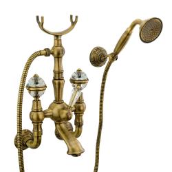 Смеситель для ванны/душа Migliore Cristalia New, настенный, двухвентильный, неповоротный, длина 180 мм, керамический, латунь, цвет бронза