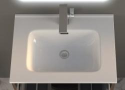 Раковина Cezares Glass 60, 60x46x19 см, полувстраиваемая, прямоугольная, цвет белый, керамическая/фаянсовая, с отверстием под смеситель, слив-перелив, умывальник