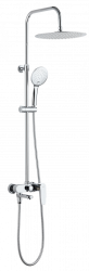 Душевая система Esko ST300 со смесителем 1000-1400 мм цвет хром, комплект: однорычажный смеситель/излив/тропический душ (с верхней лейкой)/лейка/стойка/шланг, нержавеющая сталь