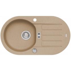 Мойка кухонная ALVEUS NIAGARA 40 GRANITAL BEIGE-G55 78x43,5x16 см, врезная/встраиваемая сверху, с крылом, искусственный гранит, овальная, цвет бежевый, с отверстием под смеситель и клапан автомат