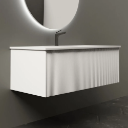 Тумба под раковину La Fenice Terra 100, 35,5х95,2х45,5 см, подвесная, цвет синий матовый, 1 выдвижной ящик, (под раковину-столешницу La Fenice Slim Line 100), правая/левая