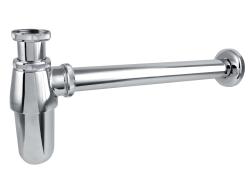 Сифон для раковины Aquatek AQ6011CR бутылочный, без выпуска, 1 1/4" горизонтальный/боковой выпуск (в стену), латунь/нержавеющая сталь, цвет хром, для раковины/умывальника