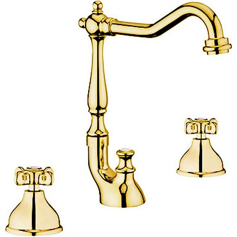 Смеситель для раковины Webert Ottocento двухвентильный, поворотный, длина 165 мм, латунь, цвет золото