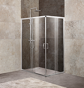 Душевой уголок BelBagno Unique, 115х90 см, без поддона, прямоугольный, угловой, стекло прозрачное, (без сифона) без крыши, раздвижной, стеклянный, алюминиевый профиль (хром)