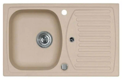 Мойка кухонная ALVEUS RECORD 30 GRANITAL BEIGE-G55 78x48x16 см, врезная/встраиваемая сверху, с крылом, искусственный гранит, прямоугольная, цвет бежевый, с отверстием под смеситель и клапан-автомат