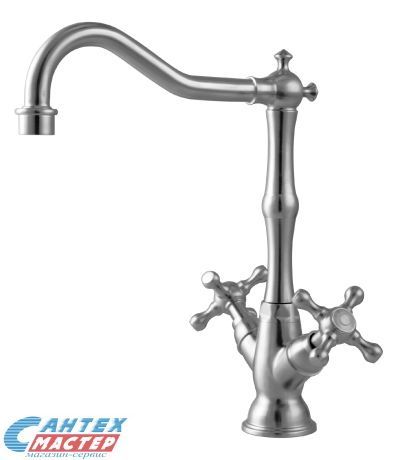 Смеситель для кухни/мойки Lemark Expert двухвентильный, керамический, с высоким поворотным изливом, длина 205 мм, латунь, цвет хром, кухонный, хромированный, вертикальный, кран, комплект, сантехника, водопроводные, размер, характеристики, высота