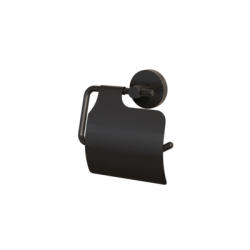 Держатель для туалетной бумаги IDDIS Sena, с крышкой, черный матовый, настенный, сплав металлов, форма округлая, для туалета/ванной, бумагодержатель SENSBC0i43
