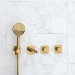 Смеситель для ванны/душа WasserKRAFT Ems, однорычажный, встраиваемый, керамический, неповоротный, длина излива 205 мм, латунь, цвет золото