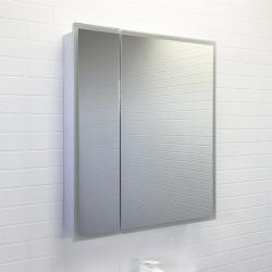 Зеркальный шкаф Comforty Классик 70, с LED/ЛЕД-подсветкой, 70,5х80х14.5 см, подвесной, цвет белый, зеркало, с 2 распашными дверцами/полки, механизм плавного закрывания, прямоугольный