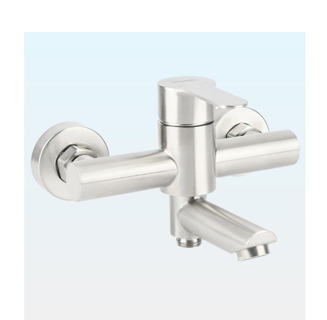 Смеситель для ванны/душа OSGARD HUGG однозахватный, хромированный, настенный, излив 213 мм, неповоротный, нержавеющая сталь, цвет хром