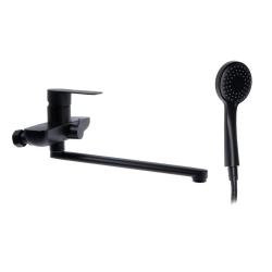 Смеситель для ванны/душа Accoona, настенный, однорычажный, поворотный, керамический, длина излива 300 мм, нержавеющая сталь, цвет черный