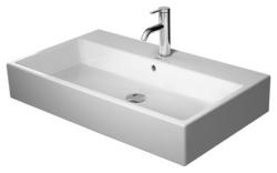 Раковина DURAVIT Vero Air WonderGliss 80х47х16,5 см, подвесная, прямоугольная, санфарфор, цвет белый, 1 отверстие под смеситель, антигрязевое покрытие, слив/перелив