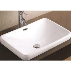 Раковина для ванной CeramaLux 78441 58х18х39 полувстраиваемая, прямоугольная, керамическая/фарфоровая, цвет белый, без отверстия под смеситель, слив-перелив