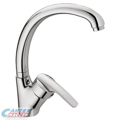 Смеситель для кухни/мойки Haiba Комфорт однорычажный, керамический, с поворотным изливом, латунь, цвет хром, кухонный, хромированный, вертикальный, однорукий, одноручный, однозахватный, одноручковые, кран, комплект, сантехника, водопроводные