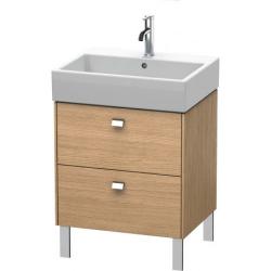 Тумба под раковину Duravit Brioso, 58,4х45,9х57 см, напольная, цвет: дуб европейский/хром, 2 выдвижных ящика, ДСП, прямоугольная, левая/правая, в ванную комнату