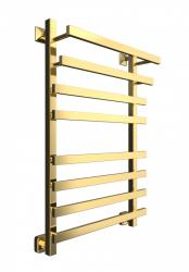 Полотенцесушитель Двин F plaza 80/50, водяной (К3, квадрат, золотой хром), универсальное подключение, нержавеющая сталь, настенный, форма лесенка, цвет золотой хром, к отоплению и ГВС, для отопления, обогрева в ванной