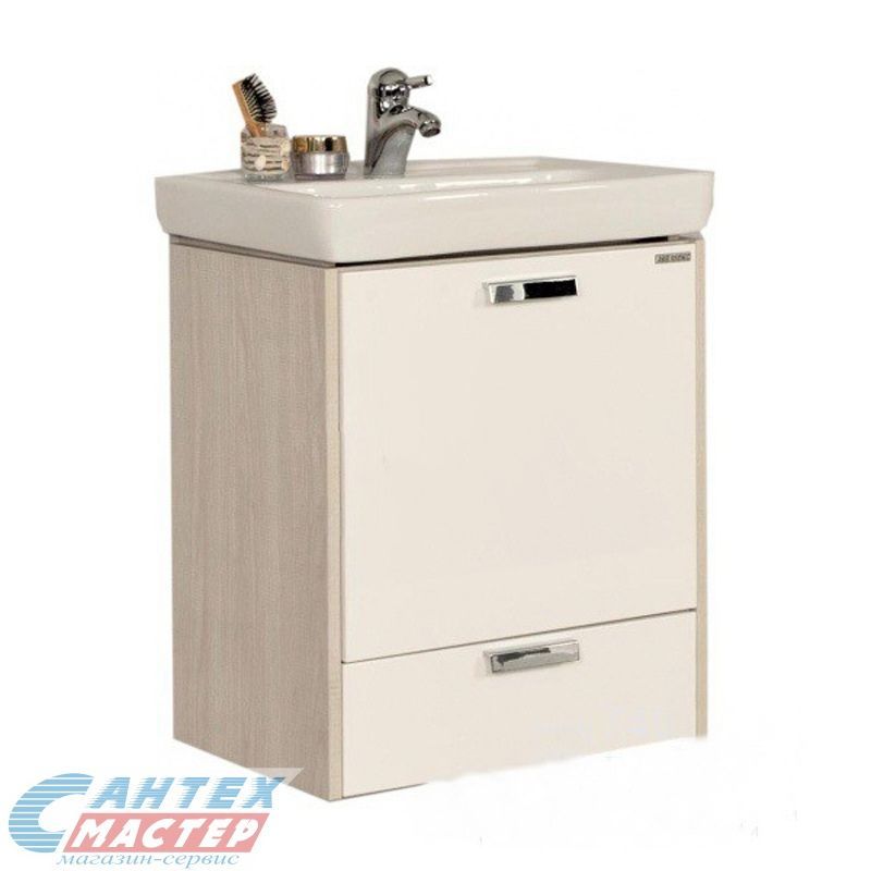 Тумба Акватон Йорк 55 М белый глянцевый ясень фабрик с раковиной Тигода 55 для ванны 1A1708K2YOAV0