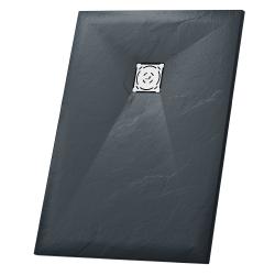 Душевой поддон RGW Stone Tray ST-G, 80х130х2,5 см, прямоугольный, из искусственного камня, низкий, цвет: графит, с антискользящим рельефным покрытием, без бортика