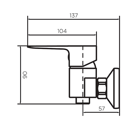 Смеситель для душа Dorff Prime однорычажный, цвет хром, латунь, без излива/лейки/шланга