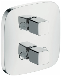 Смеситель для ванны Hansgrohe PuraVida iControl, скрытый монтаж, настенный, 15,5х15,5 см, квадратный, латунь, хром, для 3 потребителей