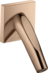 Излив для ванны Axor Starck Organic, без переключателя на душ, настенный, неповоротный, латунь, цвет: полированное красное золото, округлый, длина излива 16 см, встраиваемый/встроенный, для смесителя/ванны/ванной/душевой