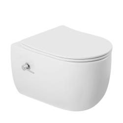 Унитаз-биде подвесной ABBER Bequem 495х360х360 мм цвет белый, горизонтальный, безободковый, смыв торнадо, сиденье дюропласт, микролифт AC1104TNS