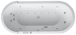 Ванна Duravit Starck 180х80 см гидромассажная, отдельностоящая, акриловая, цвет: белый, с ножками/сливом-переливом, с фронтальной панелью, овальная, с системой гидромассажа Combi System E, с двумя наклонами для спины