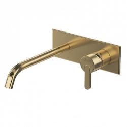 Смеситель для раковины Cezares Leaf, встраиваемый, однорычажный, длина излива 203 мм, неповоротный, керамический, латунь, цвет Sunrise, с донным клапаном, внутренний/скрытый монтаж