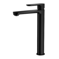 Смеситель для раковины/умывальника Splenka S222.15.06 высокий, однорычажный, неповоротный, фиксированный излив, длина 180 мм, высота 248 мм, нержавеющая сталь, цвет черный