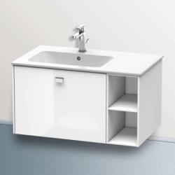 Тумба под раковину Duravit Brioso, 82х47,9х44,2 см, подвесная, 1 выдвижной ящик, с открытой полкой слева, ДСП, цвет: белый глянец/хром, шкафчик навесной, механизм доводчика, прямоугольная, левая, в ванную комнату