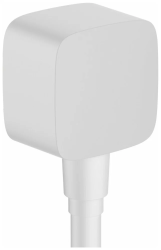 Шланговое подсоединение Hansgrohe FixFit E размер 6,4х6,4 см, цвет матовый белый, квадратное, латунь/пластик, защита от обратного тока воды Шланговое подсоединение Hansgrohe FixFit E размер 6,4х6,4 см, цвет матовый белый, квадратное, латунь/пластик, защита от обратного тока воды