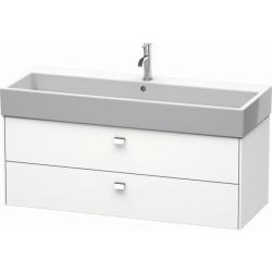 Тумба под раковину Duravit Brioso, 118,4х45,9х44,2 см, подвесная, 2 выдвижных ящика, ДСП, цвет: белый матовый/хром, шкафчик навесной, механизм доводчика, прямоугольная, правая/левая, в ванную комнату