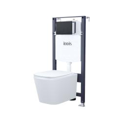 Комплект IDDIS Basic 3 в 1 инсталляция Profix, подвесной унитаз Bild с ультратонким сиденьем из дюропласта, клавиша смыва черная BASBI02i73
