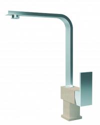 Смеситель для кухни/мойки Flortek Сильвер FK, однорычажный, керамический картридж, с поворотным изливом, высокий, длина излива 166 мм, латунь/нержавеющая сталь, цвет бежевый