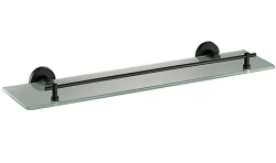 Полка стеклянная 1-ярусная Haiba, настенная, форма прямоугольная, металл/стекло, в ванную/туалет/душевую кабину, под зеркало, цвет черный