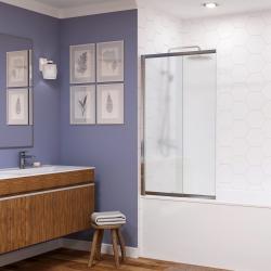 Душевая шторка на ванну WasserKRAFT Main 41S, 100х140 см, матовое стекло/профиль хром, раздвижная/распашная, плоская/панель, левая, левосторонняя
