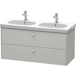 Тумба под раковину Duravit Brioso, 117х46,9х56,3 см, подвесная, 2 выдвижных ящика, ДСП, цвет: бетонно-серый, шкафчик навесной, механизм доводчика, прямоугольная, правая/левая, для раковины D-Code, в ванную комнату