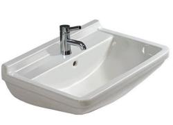 Раковина DURAVIT Starck 3 WonderGliss, медицинская, 60х45х19 см, подвесная, прямоугольная, санфарфор, цвет белый, 1 намеченное отверстие под смеситель, антигрязевое покрытие, без перелива