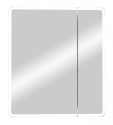 Зеркальный шкаф Континент "Emotion LED", 70х80 см, подвесной, с LED/ЛЕД-подсветкой (холодная), выключатель: датчик движения, цвет белый, зеркало, 2 распашные дверцы, прямоугольный