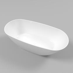 Ванна Whitecross Onyx D, 160х75 см, из искусственного камня, цвет- белый глянцевый, (без гидромассажа) овальная, отдельностоящая, правосторонняя/левосторонняя, правая/левая, универсальная