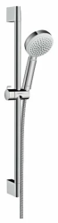 Душевой гарнитур Hansgrohe Crometta 100 1jet Unica, высота 90 см, комплект: ручной душ/душевая штанга/шланг для душа/ползунок, пластиковый/латунный, цвет хром/белый, наружного монтажа, настенный, для душа/ванной