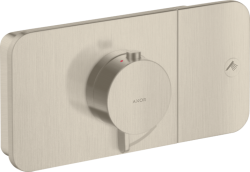 Смеситель для душа Axor One, термостатический, скрытого монтажа, 1 потребитель, настенный, без излива/шланга/лейки, прямоугольный, латунный, цвет шлифованный никель, с термостатом