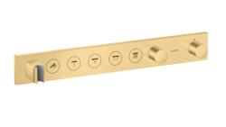 Смеситель для душа Axor ShowerSolutions Select 670/90, термостатический, для 5 потребителей, скрытого/настенного монтажа, без излива/шланга/лейки, прямоугольный, латунный, цвет шлифованное золото, с термостатом, встроенный/встраиваемый/термостатный
