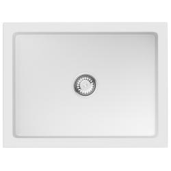 Мойка кухонная Omoikiri Mikura 61-WH, 46х61 см, врезная/с фронтальной стенкой, из натуральной керамики (Natceramic), прямоугольная, цвет белый, без отверстия под смеситель, без крыла, слив-перелив, врезная в столещницу, для кухни