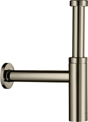 Сифон Axor Flowstar S дизайнерский, для раковины, бутылочный, G 1 ¼, гидрозатвор/мокрый затвор, горизонтальный/боковой выпуск (в стену), латунь, цвет полированный никель, для раковины/умывальника